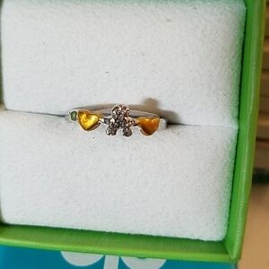 Person Heart Rhinestone Gold & Silver Tone Ring 7